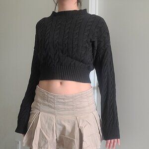 Gap Cable Knit Black Crop Knit Top